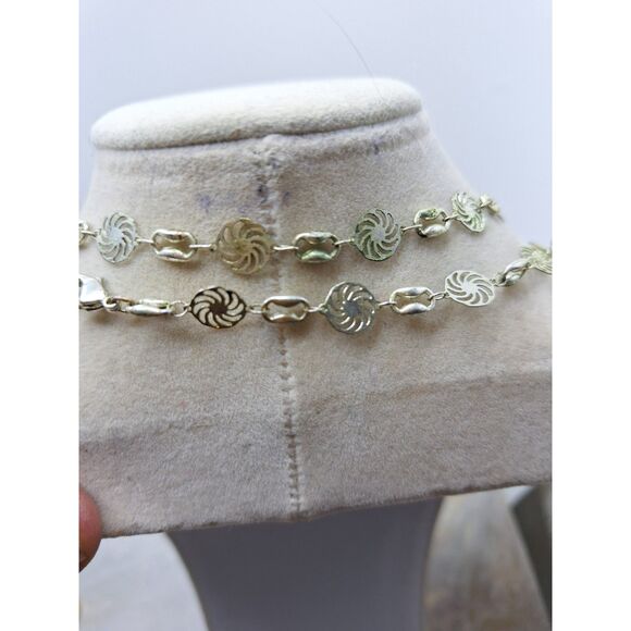 A Silver Tone Chain Necklace Disc Boho Hippie Chic Festival Whimsical - Picture 6 of 9